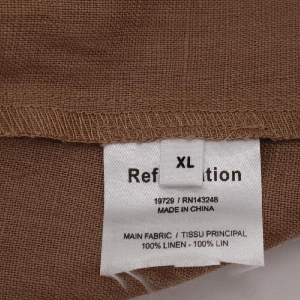 NEW Reformation Anna wrap Dress Women's XL Clay Brown Linen Puff Sleeves Midi - Picture 14 of 15